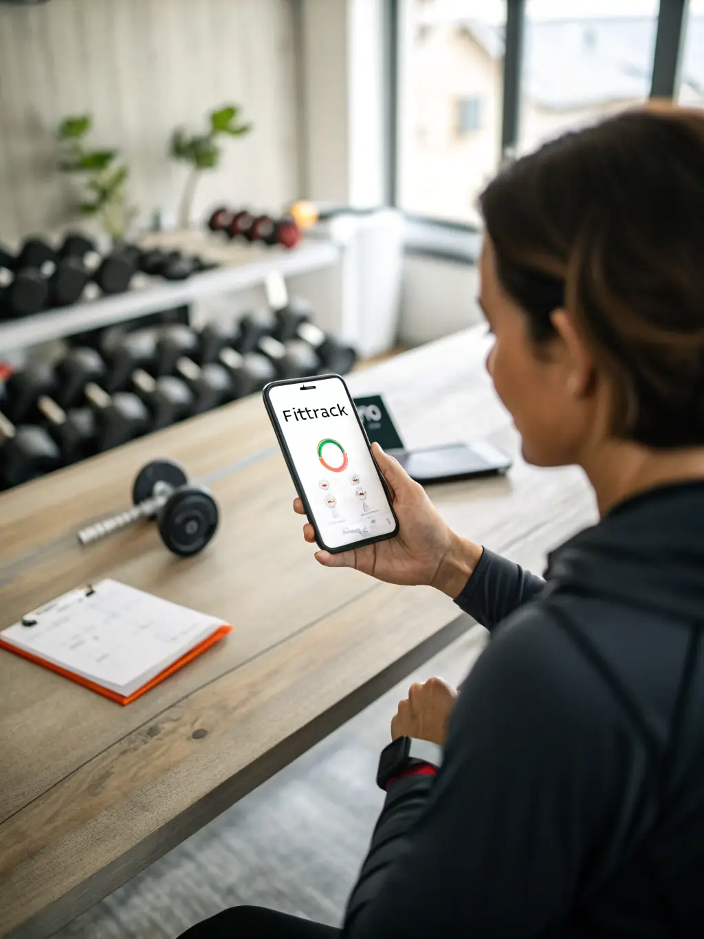 A person receiving personalized workout recommendations on their tablet, highlighting the AI-driven personalization of SmarTwin IA.